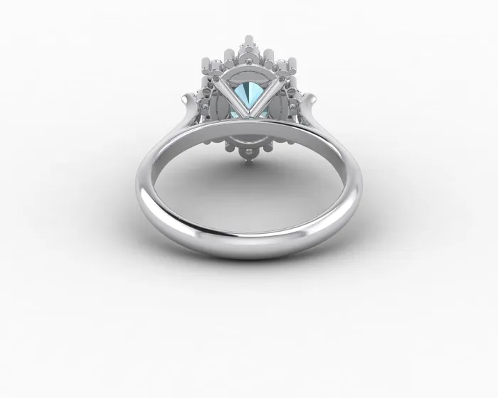 Sapheena Jewelry Rings Bridget 10 Ct Oval Cut Halo Natural Aquamarine Engagement Ring