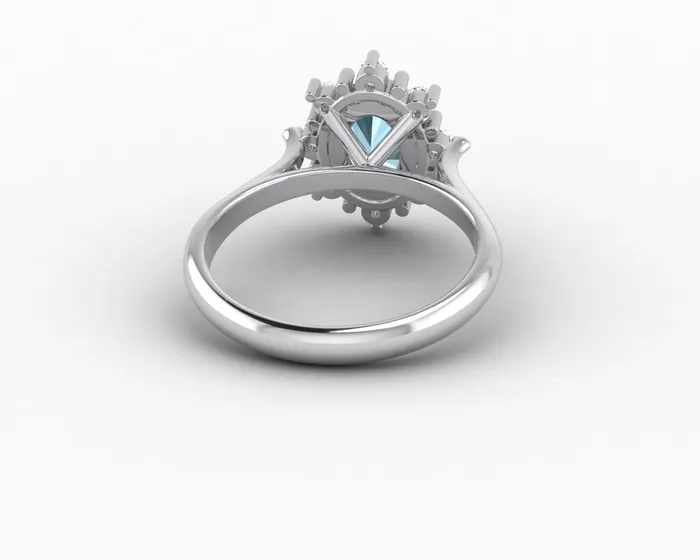 Sapheena Jewelry Rings Bridget 10 Ct Oval Cut Halo Natural Aquamarine Engagement Ring