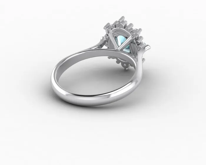 Sapheena Jewelry Rings Bridget 10 Ct Oval Cut Halo Natural Aquamarine Engagement Ring