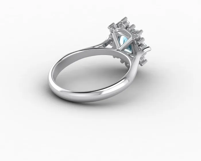 Sapheena Jewelry Rings Bridget 10 Ct Oval Cut Halo Natural Aquamarine Engagement Ring