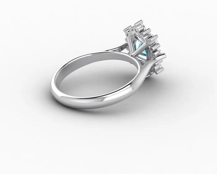 Sapheena Jewelry Rings Bridget 10 Ct Oval Cut Halo Natural Aquamarine Engagement Ring
