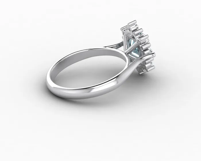 Sapheena Jewelry Rings Bridget 10 Ct Oval Cut Halo Natural Aquamarine Engagement Ring