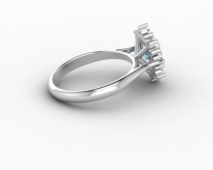 Sapheena Jewelry Rings Bridget 10 Ct Oval Cut Halo Natural Aquamarine Engagement Ring