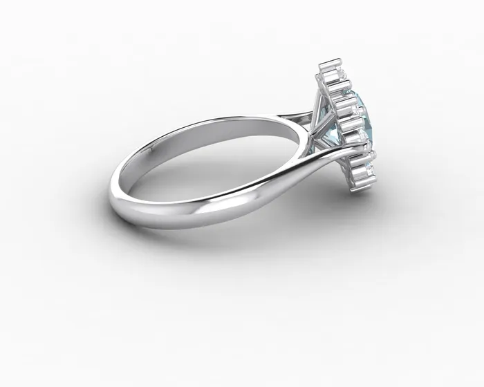 Sapheena Jewelry Rings Bridget 10 Ct Oval Cut Halo Natural Aquamarine Engagement Ring