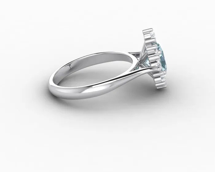 Sapheena Jewelry Rings Bridget 10 Ct Oval Cut Halo Natural Aquamarine Engagement Ring