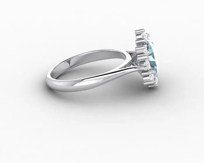 Sapheena Jewelry Rings Bridget 10 Ct Oval Cut Halo Natural Aquamarine Engagement Ring