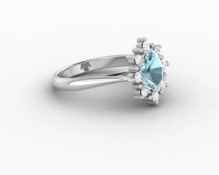 Sapheena Jewelry Rings Bridget 10 Ct Oval Cut Halo Natural Aquamarine Engagement Ring