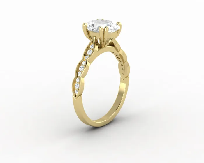 Sapheena Jewelry Rings Celeste 150 Ct Solitaire Oval Cut Engagement Ring With Side Stones