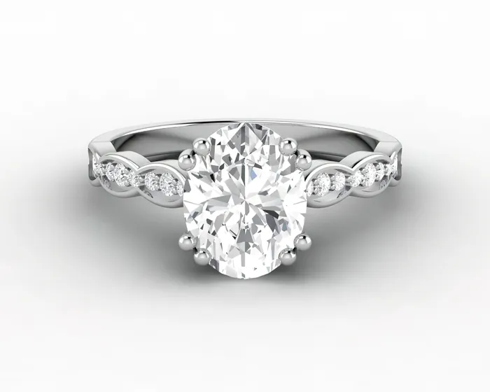 Sapheena Jewelry Rings Celeste 150 Ct Solitaire Oval Cut Engagement Ring With Side Stones