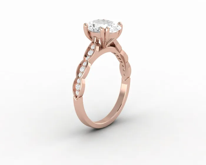Sapheena Jewelry Rings Celeste 150 Ct Solitaire Oval Cut Engagement Ring With Side Stones
