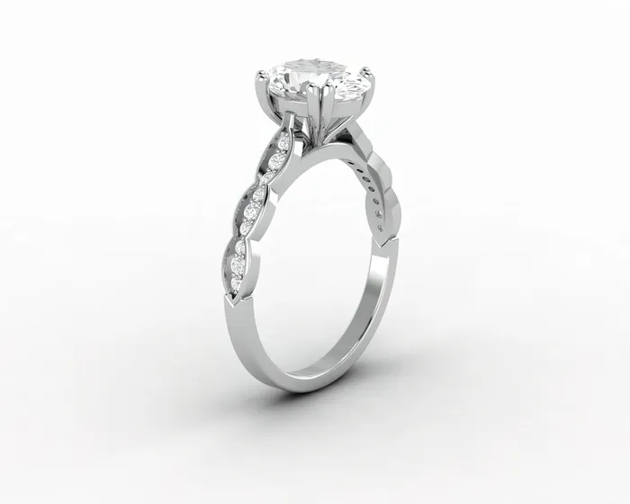 Sapheena Jewelry Rings Celeste 150 Ct Solitaire Oval Cut Engagement Ring With Side Stones