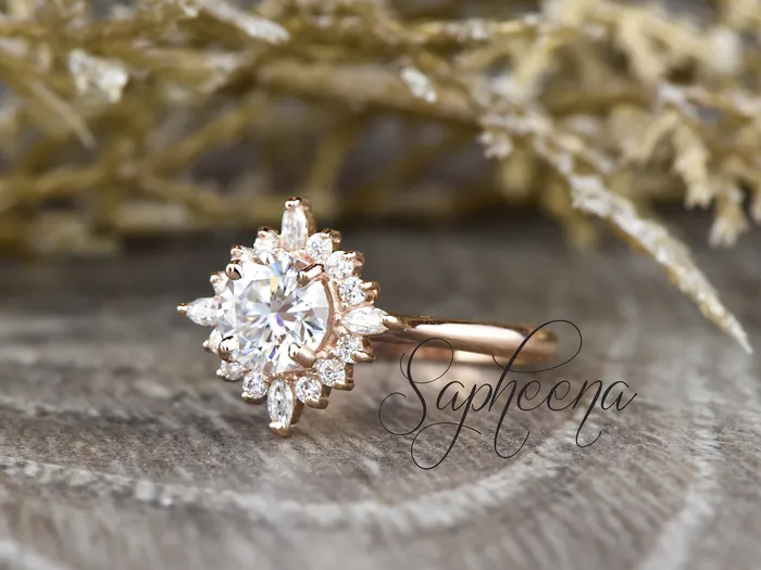 Sapheena Jewelry Rings Clara 10 Ct Round Cut Halo Engagement Ring
