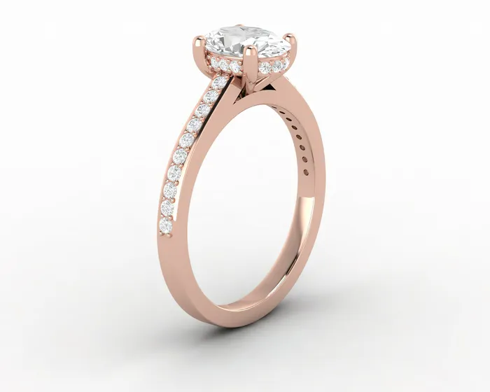 Sapheena Jewelry Rings Larisa 10 Ct Oval Cut Engagement Ring with Side Stones