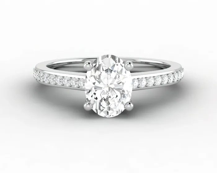 Sapheena Jewelry Rings Larisa 10 Ct Oval Cut Engagement Ring with Side Stones