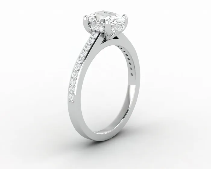Sapheena Jewelry Rings Larisa 10 Ct Oval Cut Engagement Ring with Side Stones