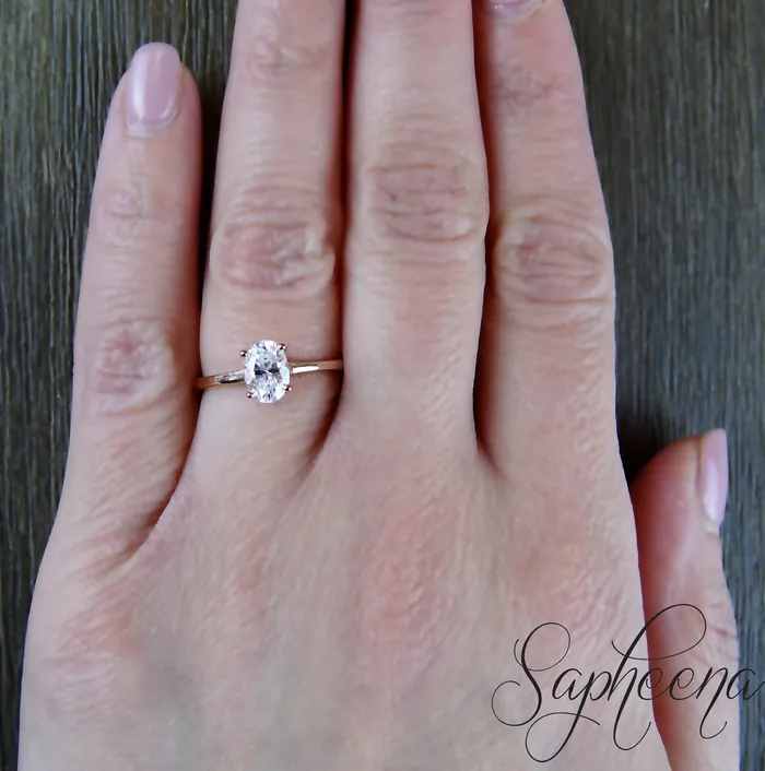 Sapheena Jewelry Rings Lilian 075 Ct Solitaire Oval Cut Engagement Ring