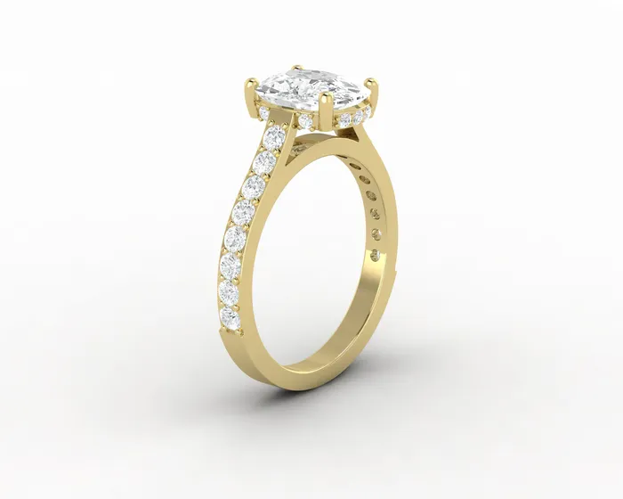 Sapheena Jewelry Rings Luna 25 Ct Solitaire Cushion Cut Engagement Ring With Side Stones