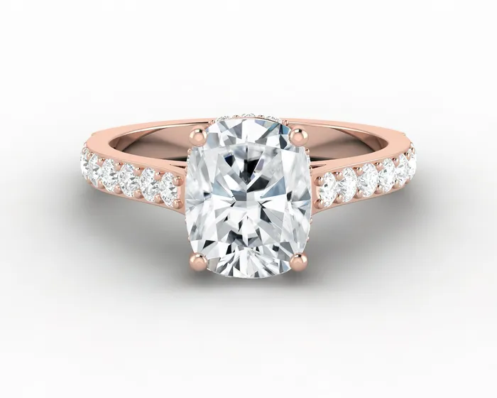 Sapheena Jewelry Rings Luna 25 Ct Solitaire Cushion Cut Engagement Ring With Side Stones