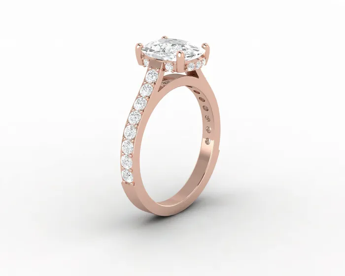 Sapheena Jewelry Rings Luna 25 Ct Solitaire Cushion Cut Engagement Ring With Side Stones