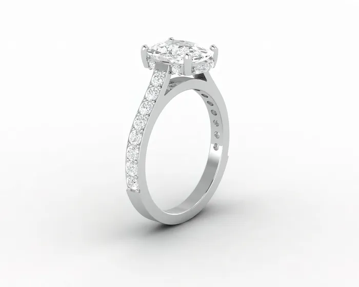 Sapheena Jewelry Rings Luna 25 Ct Solitaire Cushion Cut Engagement Ring With Side Stones