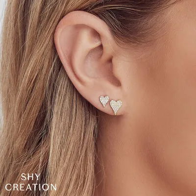 SHY CREATIONS Earrings 010CT DIAMOND PAVE HEART STUD EARRING