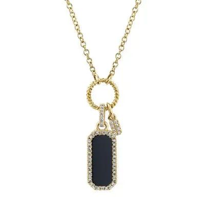 SHY CREATIONS Necklaces 013CT DIAMOND 060CT BLACK ONYX DOG TAG NECKLACE