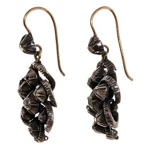 Silver Gold Diamond Earrings Bell Bird Antiques Earrings