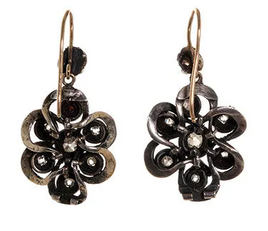 Silver Gold Diamond Earrings Bell Bird Antiques Earrings