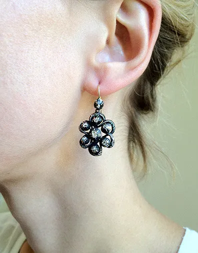 Silver Gold Diamond Earrings Bell Bird Antiques Earrings
