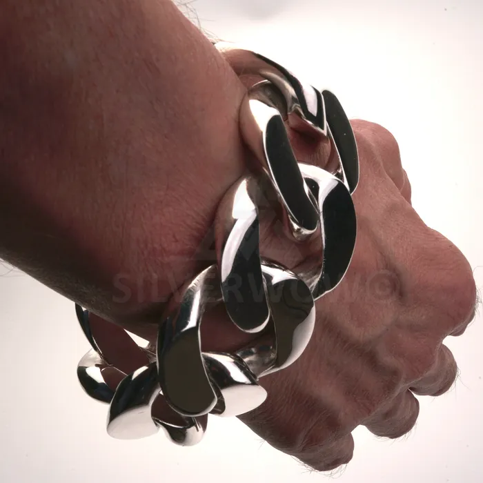 silverwow 40mm Reverse Lock Curb Bracelet Bracelets