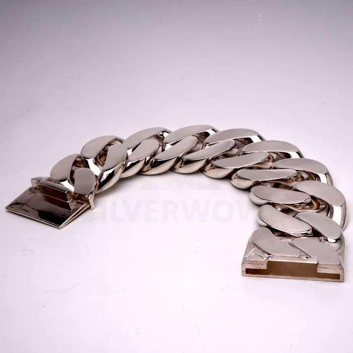 silverwow 40mm Reverse Lock Curb Bracelet Bracelets