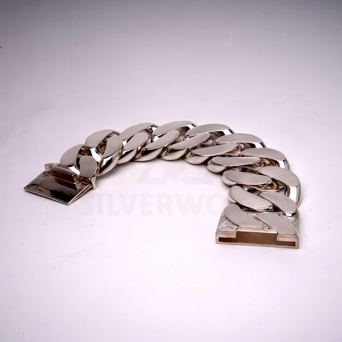 silverwow 40mm Reverse Lock Curb Bracelet Bracelets