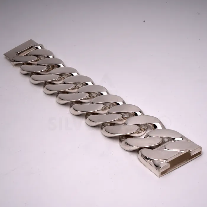 silverwow 40mm Reverse Lock Curb Bracelet Bracelets