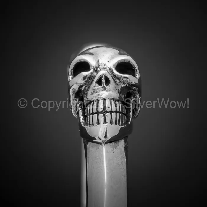 silverwow Bracelets Silver Skull Cuff Bangle