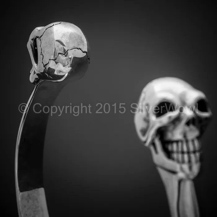 silverwow Bracelets Silver Skull Cuff Bangle