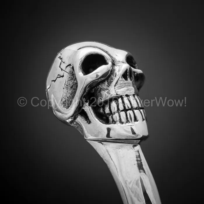 silverwow Bracelets Silver Skull Cuff Bangle