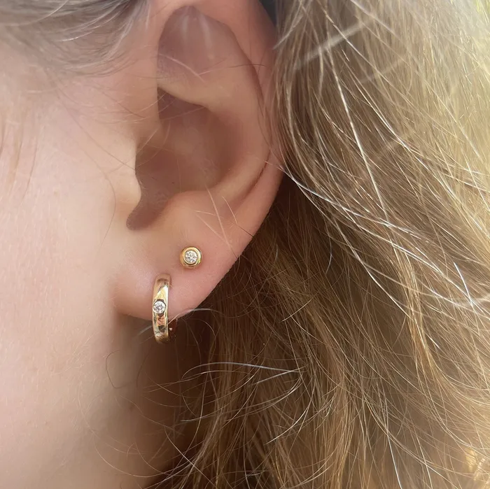 Single Diamond Huggie Earring NicoleHD Jewelry Earrings