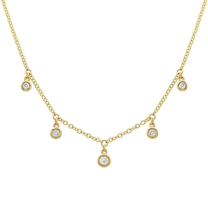 Small Five Bezel Diamond Drop Necklace NicoleHD Jewelry Necklaces