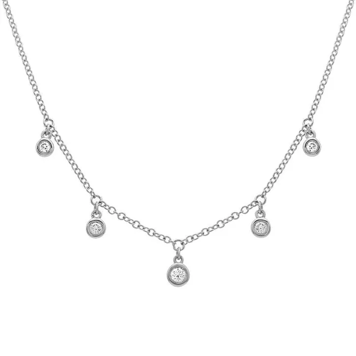 Small Five Bezel Diamond Drop Necklace NicoleHD Jewelry Necklaces