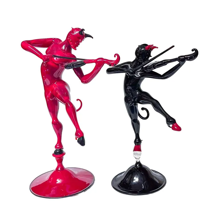 Stefano Busato Paganini Devil with violin Murano Glass Necklaces