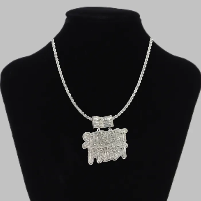 Street Priest Necklaces Street Priest Special Bail Iced Out Letter Diamond Pendant Necklace