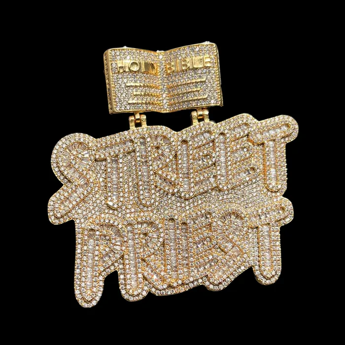 Street Priest Necklaces Street Priest Special Bail Iced Out Letter Diamond Pendant Necklace