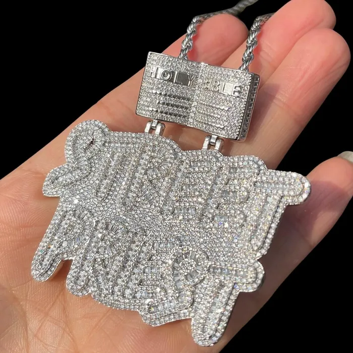 Street Priest Necklaces Street Priest Special Bail Iced Out Letter Diamond Pendant Necklace