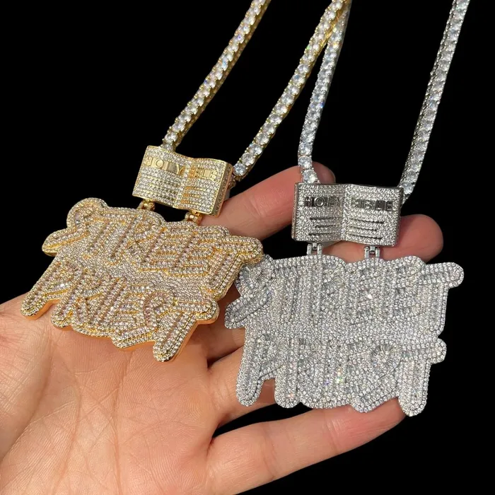 Street Priest Necklaces Street Priest Special Bail Iced Out Letter Diamond Pendant Necklace