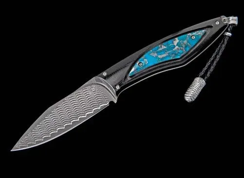 Tucson Fixedblade carbon fiber knife with kingman turquoise and damascus blade WILLIAM HENRY LLC Necklaces Tucson Fixedblade carbon fiber knife with kingman turquoise and damascus blade WILLIAM HENRY LLC Necklaces