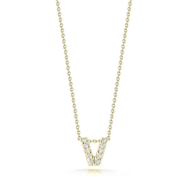 V Diamond Love Letter Pendant Roberto Coin Necklaces