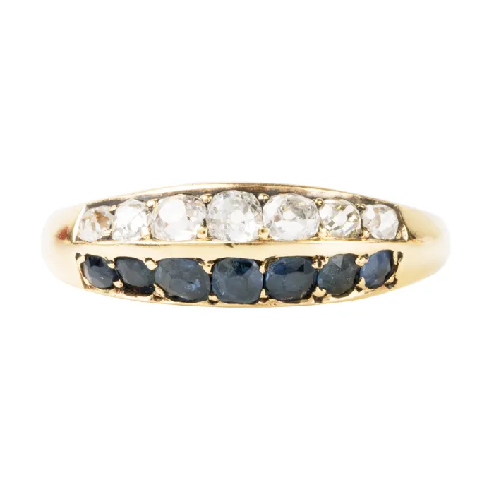 Victorian Diamond and Sapphire Ring Bell Bird Antiques Rings