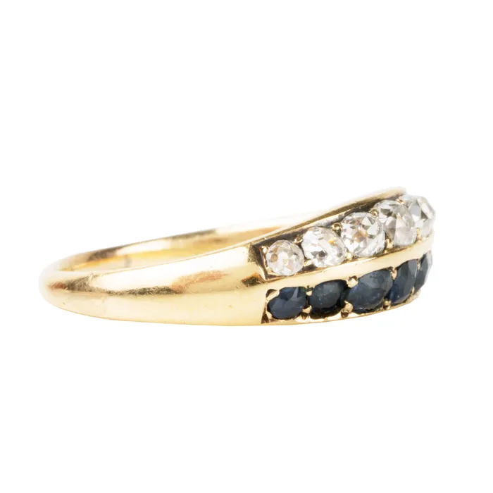 Victorian Diamond and Sapphire Ring Bell Bird Antiques Rings