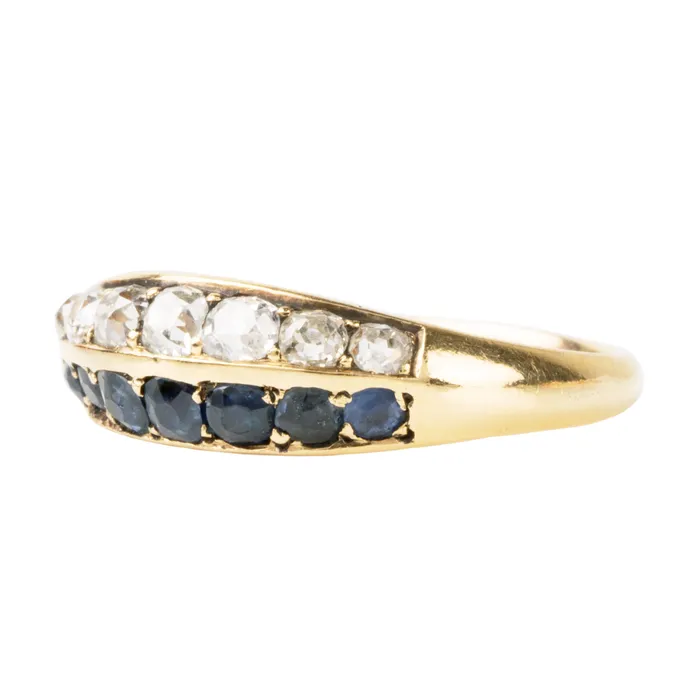 Victorian Diamond and Sapphire Ring Bell Bird Antiques Rings