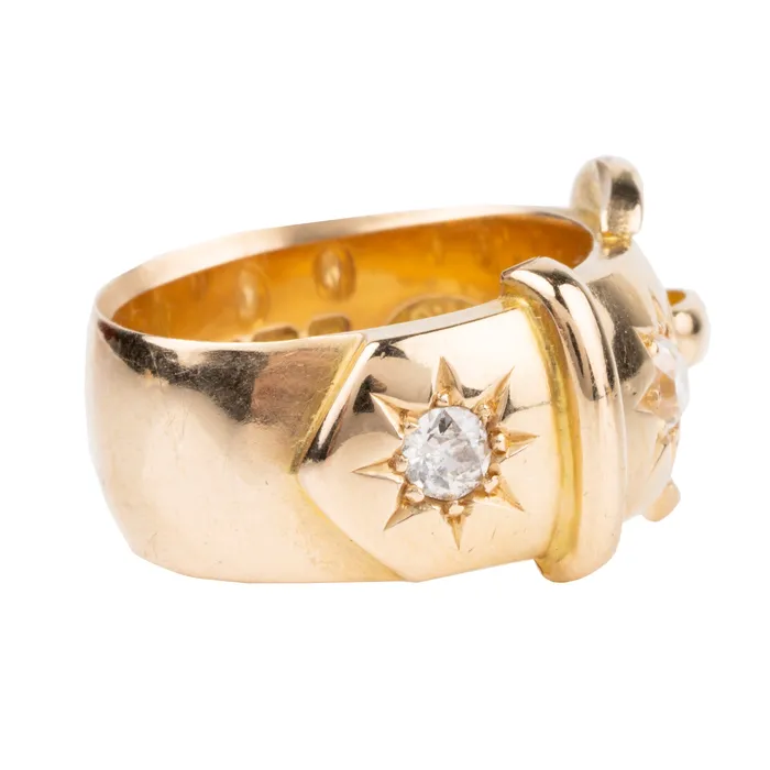 Victorian Diamond Buckle Ring Bell Bird Antiques Rings